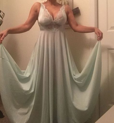 Green Nightgown, Beautiful Nightgown, Satin Dressing Gown, Bridal Nightgown, Fashion Corset, Lit Outfits, Vintage Nightgown, Folk Dresses, Nightgowns For Women