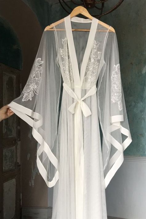 Sheer Robe, Lingerie Shoot, Honeymoon Lingerie, Bridal Robe, Hot Lingerie, Embroidered Sleeves, Wedding Robe, فستان سهرة, Wedding Vibes