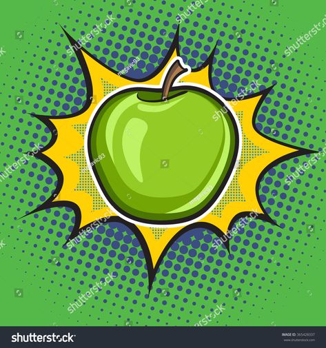 Pop Art Fruit, Craft Business Cards, Apple Pop, Apple Vector, Pop Art Retro, Art Fruit, 3d Background, Styled Stock, Craft Business