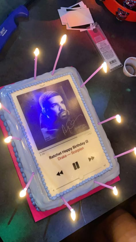 Drizzy Drake Aesthetic, Birthday Party Playlist Cover, Ratchet Birthday Cake, Ratchet Happy Birthday Cake, Picture Cake Ideas, Cute Cakes Aesthetic, Ratchet Happy Birthday, Picture Birthday Cake, Drake Happy Birthday