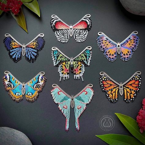 Beads Animals, Seed Bead Jewelry Patterns, Instagram Edit, Beaded Butterfly, Bead Loom Designs, Butterfly Wing Earrings, Beading Jewelery, Beaded Necklace Diy, Today Is The Day