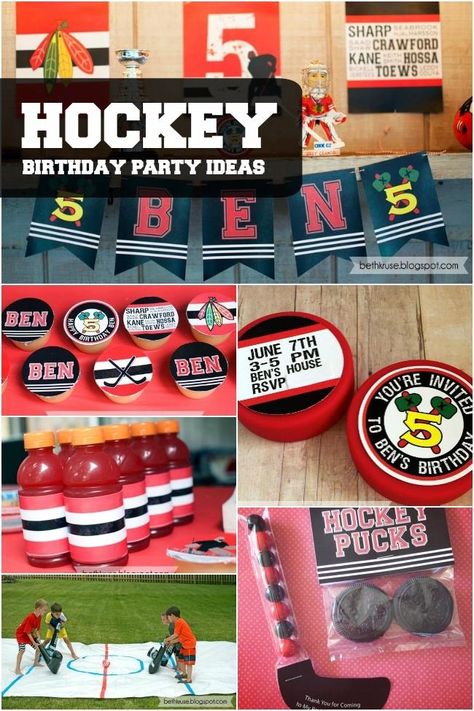 Hockey Birthday Party Ideas, Hockey Birthday Party, Hockey Birthday Parties, Hockey Party, Hockey Birthday, Boys Hockey, Birthday Party Games, Birthday Decor, Boy Birthday Party