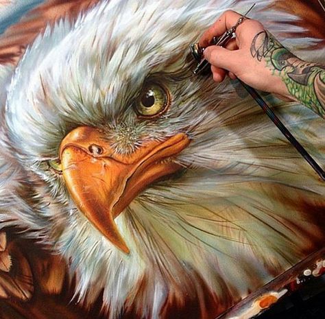 eagle painting by Derek Turcotte | See Fullimage: webneel.co… | Flickr Air Brush Art, Airbrush Painting, Eagle Drawing, Eagle Painting, Airbrush Designs, Eagle Pictures, Custom Airbrushing, Brush Art, Eagle Art