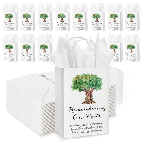 PRICES MAY VARY. Nice Combination for You: our package is inclusive of 18 beautifully designed family reunion gift bags along with 18 tissue papers, enough for a whole family to enjoy and making every gift giving moment special; You are getting quality as well as quantity with our package Quality Material Selection: the paper bag with handle is made of 140g white Kraft paper, sturdy and reliable, not easily destroyed; The bottom of the bag is thickened, providing good carrying capacity and bring Reunion Gift, Favor Ideas, Paper Bags, Treat Bags, Family Reunion, Kraft Paper, Family Tree, Tissue Paper, Gift Bags