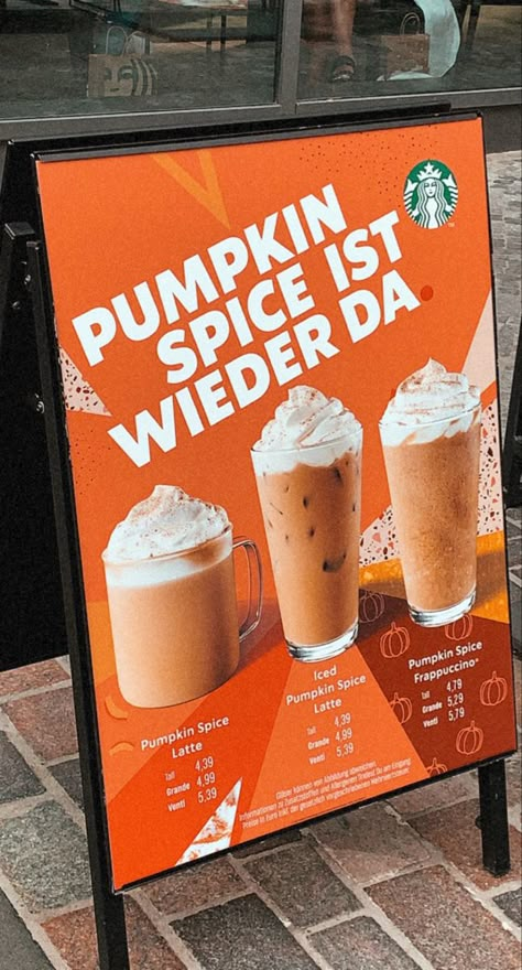 Poster Selling Product, Starbucks Design Poster, Standee Design Ideas, Starbucks Poster, Coffee Poster Design, Menu Design Inspiration, Starbucks Design, Standee Design, Starbucks Pumpkin Spice