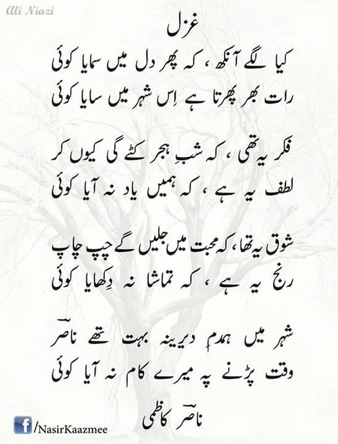 Nasir Kazmi Nasir Kazmi Poetry, Humour Quotes, Ahmad Faraz, Urdu Poetry Ghalib, Nice Poetry, Ghalib Poetry, Romantic Poetry Quotes, Poetry Famous, Missing Quotes