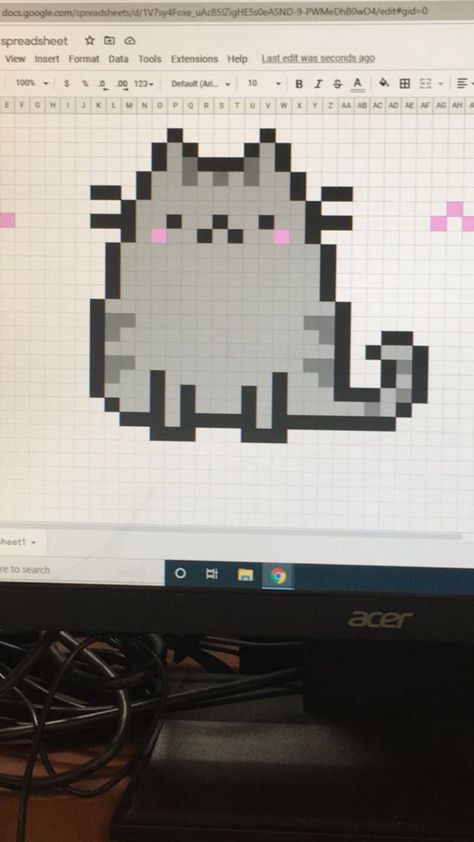 Pusheen Cat Pixel Art, Pusheen Pixel Art, Pixel Cat, Easy Pixel Art, Indie Drawings, Pusheen Cat, Pusheen, Art Block, Pixel Art