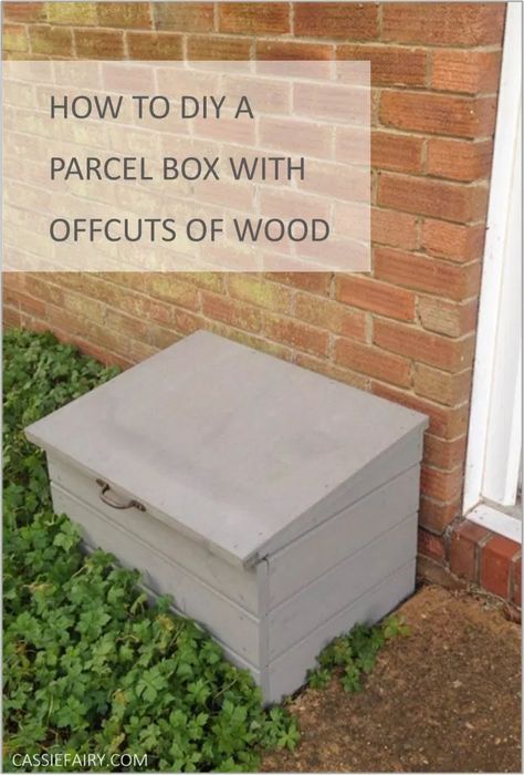 Front Door Parcel Box, Parcel Delivery Box Diy, Diy Package Drop Box Ideas Wood, Parcel Drop Box Diy, Diy Parcel Drop Box Ideas, Diy Package Drop Box Ideas, Drop Box Ideas, Mail Drop Box, Porch Boxes