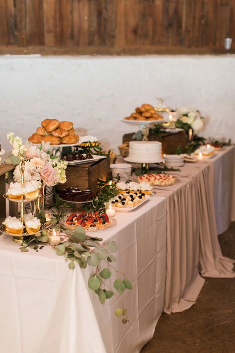 SOFT, ROMANTIC AND RUSTIC WEDDING // BALLS FALLS — Vineyard Bride // Southern Ontario's Wedding Resource Dessert Table Wedding Decor, Summer Wedding Dessert Table, Wedding Dessert Table Ideas, Wedding Buffet Table, Wedding Dessert Table Decor, Wedding Food Table, Sweets Table Wedding, Dessert Table Ideas, Decoration Buffet