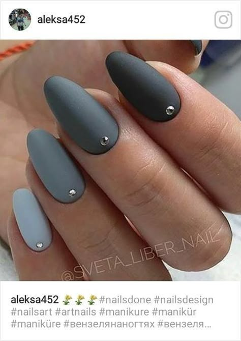 Grey Nail, Grey Nail Designs, Matte Nails Design, Her Nails, Gray Nails, Nail Art Ombre, Super Nails, Sparkle Nails, Trendy Nail Design