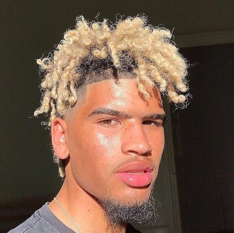 Perfect Ebony Blonde Afro, Men Blonde Hair, Blonde Dreads, Dreadlock Hairstyles For Men, Dyed Blonde Hair, Blonde Curly Hair, Men Hair Color, Black Men Hairstyles, Blonde Hair Shades