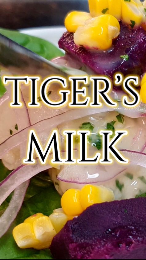 TiGER’S MILK recipe / LECHE DE TIGRE Tiger Milk Ceviche, Peruvian Ceviche, Ceviche Recipe, Milk Recipes, Hi Guys, Seafood Recipes, Tigers, Seafood, The Secret