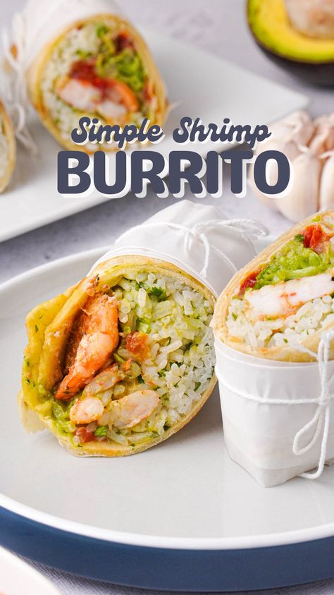 Shrimp Rice Burrito, Old Bay Shrimp Burritos, Seafood Burrito Recipe, Seafood Burrito, Shrimp Burrito Recipe, Shrimp Burritos, Burrito Sauce, Shrimp Burrito, Seafood Sauce