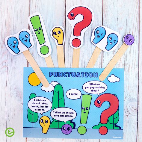 English Teaching Aids Ideas, Charts For Classroom Decoration, Teaching Punctuation, English Assignment, English Activity, Punctuation Posters, Teaching Learning Material, File Ideas, 2nd Grade Activities