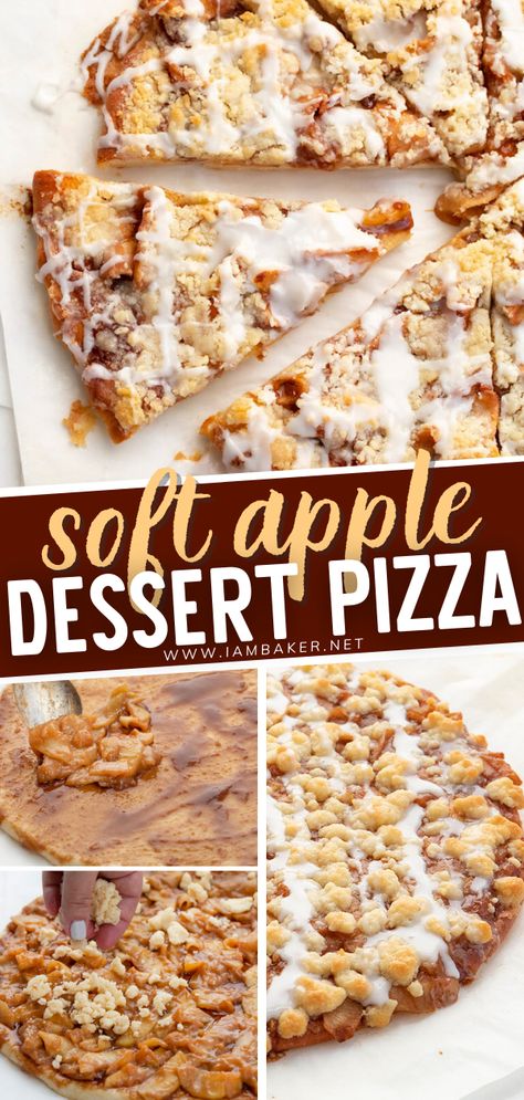 Desert Pizza Recipes, Pie Filling Desserts, Apple Dessert Pizza, Apple Pie Desserts, Apple Pizza, Dessert Pizza Recipes, Sweet Pizza, Stuffed Crust, Dessert Pie Recipes