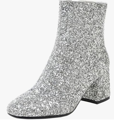 Perfect for the Eras tour with Taylor Swift Sparkly Boots, Shiny Boots, Dress Booties, Stylish Heels, Chunky Heel Ankle Boots, Glitter Boots, Boots Chunky, Booties Shoes, Block Heel Ankle Boots