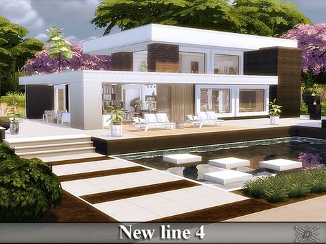 Luxury villa.  Found in TSR Category 'Sims 4 Residential Lots' Sims 4 Loft, Sims 4 Modern House, Lotes The Sims 4, The Sims 4 Lots, Sims Freeplay Houses, Sims 4 Tsr, Sims 4 Challenges, 2 House, Sims Houses