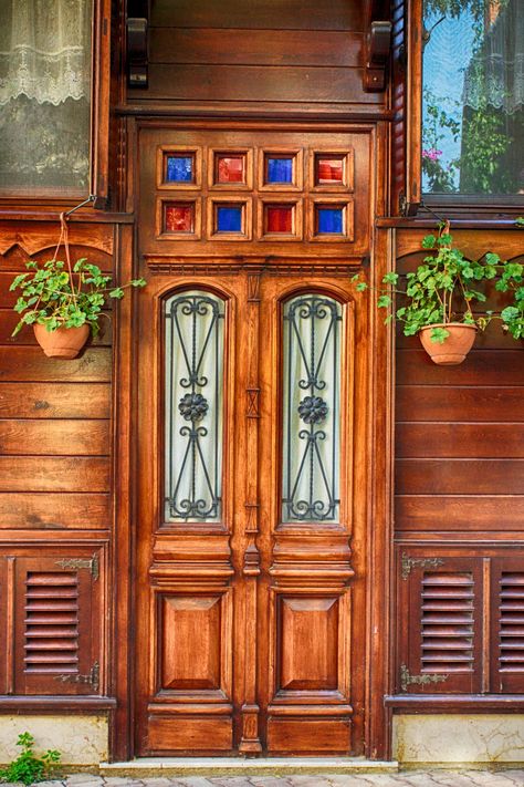 wooden door, Heybeliada (Turkey) Door Entryway, Cool Doors, Wooden Door Hangers, Door Gate, Old Doors, Wood Doors Interior, Unique Doors, Door Color, Beautiful Doors