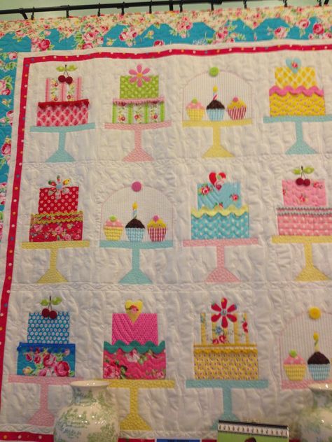 Sewn With Grace: Quilty Fun Turns One! Cake Quilt, Childrens Quilts, Cake Walk, Cute Quilts, Holiday Quilts, Pretty Quilt, Her Book, Quilted Table, Girls Quilts