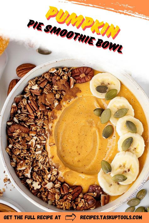 Craving for a delicious yet healthy treat? Dive into our mouthwatering Pumpkin Pie Smoothie Bowl! Packed with rich flavors of pumpkin, cinnamon, and other delightful spices, this delightful dish feels like autumn in a bowl. It's not just a feast for your taste buds but also a powerhouse of nutrition. Perfect for breakfast or a midday snack! Follow us for more scrumptious, easy-to-make recipes. #PumpkinPie #SmoothieBowl #HealthyEats Pumpkin Pie Smoothie Bowl, Pumpkin Smoothie Bowl, Bowls Recipes, Pumpkin Bowls, Pumpkin Pie Smoothie, Pumpkin Smoothie, Midday Snack, Creamy Smoothies, Banana Breakfast