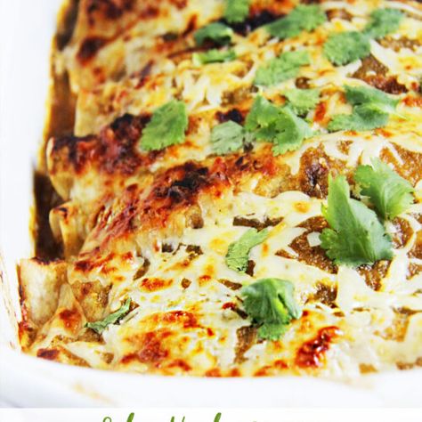 Honey Lime Salsa Verde Chicken Enchiladas - Carlsbad Cravings Honey Enchiladas, Verde Chicken Enchiladas, Salsa Verde Enchiladas, Verde Enchiladas, Salsa Verde Chicken Enchiladas, Chicken Enchiladas Verde, Easy Chicken Enchilada Recipe, Homemade Salsa Verde, Mexican Casserole Recipe