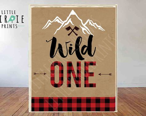 Wild One Sign, Lumberjack First Birthday, Lumberjack Birthday Party, Lumberjack Birthday, Customer Card, Download Sign, Party Sign, Boy First Birthday, First Birthday Party