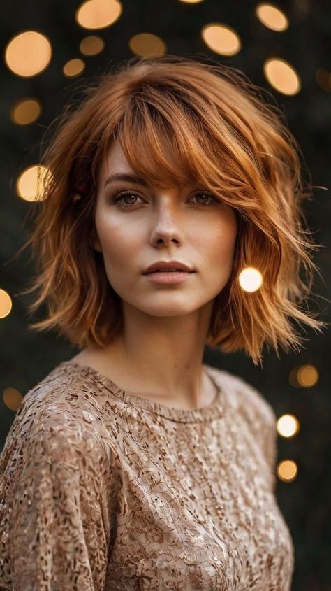 Short Cooper Hairstyles, Short Copper Hair, Maroon Highlights, Fall Hair Colors Copper, Effortless Hair, Short Dark Hair, Everyday Glam, Beautiful Hairstyle, Copper Hair Color