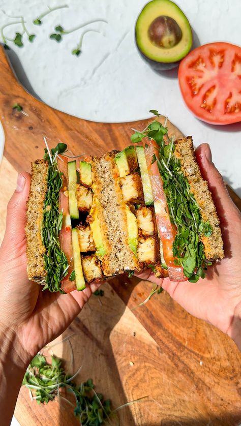 Tempeh Sandwich with Chipotle Hummus - That Vegan Babe Tempeh Dinner Recipes, Tempeh Sandwich, Grilled Tempeh, Best Tempeh Marinade, Bbq Tempeh Bowl, Tempeh Marinade, Tempeh Sandwich Vegan, Vegan Tempeh Bacon, Hummus Flavors