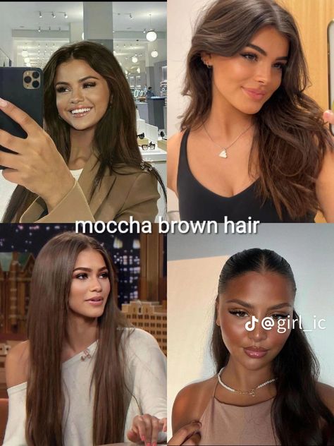 Chocolate Brown Hair Tan Skin, Chocolate Brown Hair Gloss, Selena Gomez Brown Hair, Zendaya Brown Hair, Latina Brown Hair, Brown Hair Types, Dusty Brown Hair, Healthy Brown Hair, Selena Gomez Hair Color