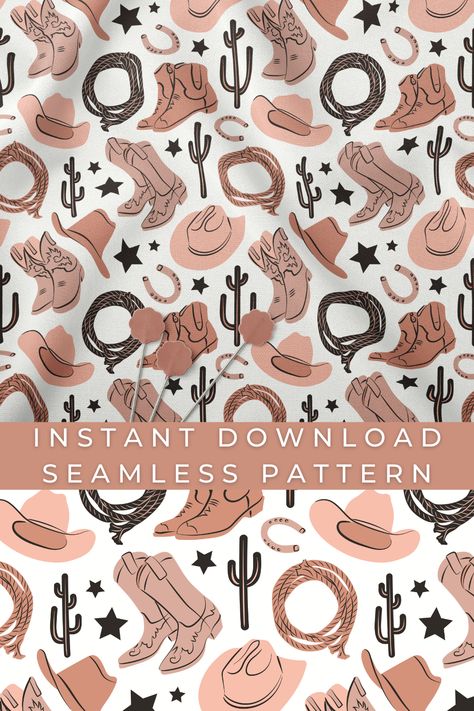 Western cowboy seamless pattern. Wild west rodeo Seamless file. Design for fabrics, clothing, wallpapers, handmade products, packaging and other projects. Cowboy boots, horseshoe, stars, cowboy hats. Neutral and black illustrations on white (not transparent!) background. // Cowboy Hat Country Southwest Wild West Texas Neutral Cowboy Wallpaper Country, Rodeo Illustration, Cowboy Fabric, Cowboy Pattern, Western Designs, Western Pattern, Products Packaging, Branding Inspo, Boots Patterns