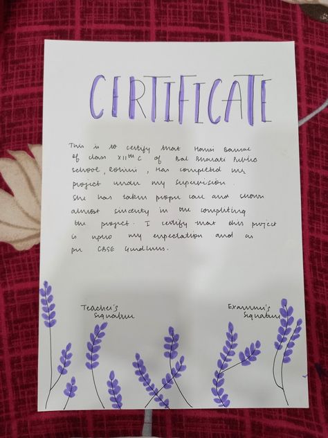 Calligraphy For Project File, Lavender Border Design On Paper, Mdp Project Front Page, Assignment Letter Design, Project Certificate Page, Border For Project File, Certificate Design Handmade, Decorative Assignment Ideas, Acknowledgement Border Design