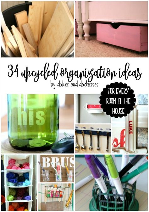 34 upcycled organization ideas for every room in the house Upcycled Organization, Organization Room, Closet Organization Cheap, Upcycle Storage, Upcycled Sweater, Housekeeping Tips, Small Bathroom Organization, Upcycle Ideas, Store Hacks