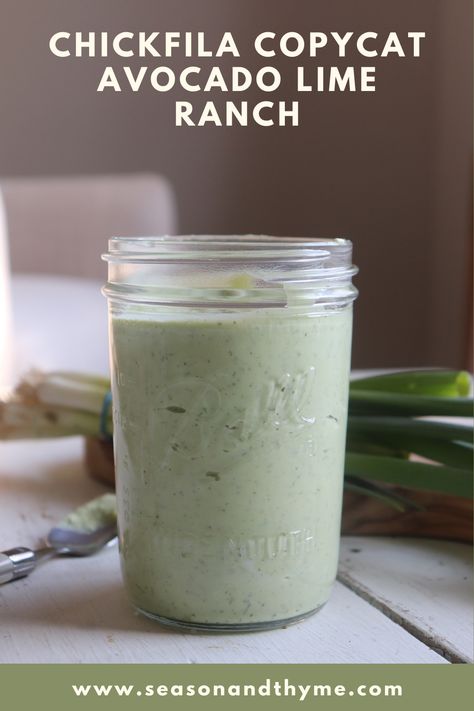 Avacado Lime Dressing, Avacado Ranch Dressing, Chick Fil A Copycat, Avocado Lime Ranch, Avocado Lime Ranch Dressing, Avocado Lime Dressing, Avocado Ranch Dressing, Homemade Dressings, Avocado Ranch