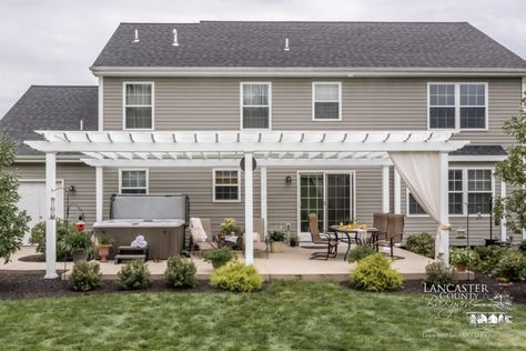 Durable Amish Built Vinyl Pergolas | Built in Lancaster, PA Outside Play Area, Luxury Poolside, Custom Pergola, Attached Pergola, Garage Pergola, Vinyl Pergola, Backyard Structures, Pergola Pictures, Cedar Pergola