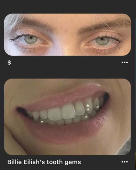 Rhinestone Teeth Gems, Billie Eilish Tooth Gems, Rhinestones On Teeth, Rhinestone Teeth, Teeth Piercing, Smile Piercing, Teeth Gems, Pretty Teeth, Tooth Gems