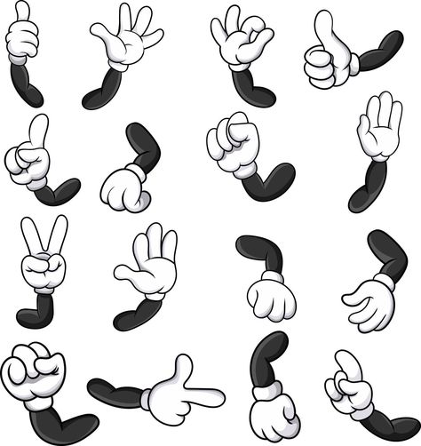 Gloves Illustration, Hand Gesture Drawing, Cartoon Gloves, Cartoon Hands, Gloved Hands, Doodle People, Drawing Sheet, Hand Drawing Reference, Gesture Drawing