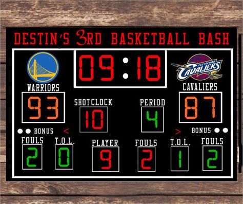 FREE 7+ Sample Scoreboards in PSD | EPS Nba Bedroom, Golden State Warriors Birthday, Basketball Theme Room, Football Scoreboard, Basketball Banquet, Basketball Invitations, Fantasy Football Gifts, Football Rings, Bar Mitzvah Themes