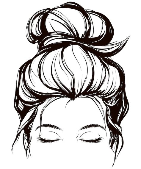 Hair In Bun Drawing, Messy Bun Drawing Reference, Messy Bun Sketch, Drawing Messy Bun, Bun Hairstyle Drawing, Bun Hairstyles Drawing, Messy Bun Drawing, Hair Bun Drawing, Colours For Cool Skin Tones