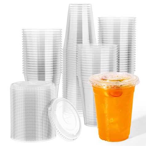 PRICES MAY VARY. Value Pack: Product includes 500 clear plastic cups and 100 matching flat lids with holes, cups and lids are packaged separately for easy use and storage, made of high quality PET material for everyday use or large events with peace of mind! SAFE AND HIGH QUALITY：Plastic cups with lids are made of high quality plastic, bpa free, safe and healthy, upgraded and thickened, not easy to be deformed and broken, suitable for cold drinks or warm water, easy to carry, throw away directly Plastic Cups With Lids, Coffee Cups With Lids, Large Events, Coffee Milkshake, Cups With Lids, Clear Cups, Plastic Forks, Ice Coffee, Plastic Tumblers