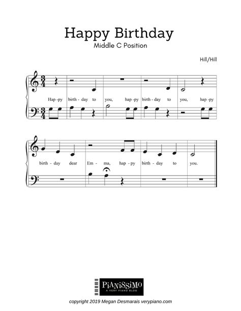 Free Easy Piano Sheet Music: Happy Birthday | Very Piano Happy Birthday Piano Notes Easy, Happy Birthday Piano Sheet Music, Music Happy Birthday, Happy Birthday Piano, Birthday Notes, Beginner Piano Music, Piano Notes, Music Happy, Happy Birthday Song