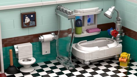 Lego Bathroom, Lego Tower, Lego Furniture, Lego Diy, Lego Activities, Lego Modular, Lego Craft, Lego Creative, Lego Pictures