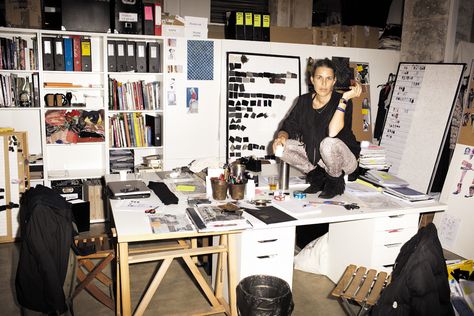 Isabel Marant at her design studio. SELF SERVICE No 36 #Work Self Service Magazine, Self Service, Studio Space, Fashion Studio, Creative Space, Artist At Work, Artist Studio, Room Inspo, Isabel Marant