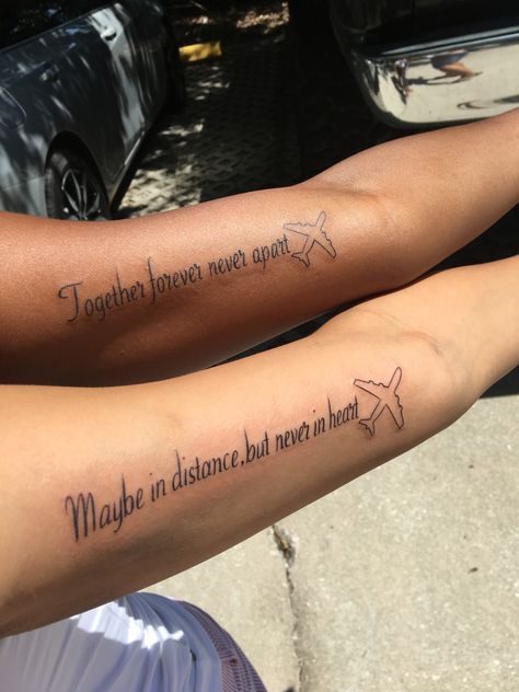 Tattoos For Childhood Friends, Matching Tattoo For Best Friends, Maching Tattoos Bff, Best Friend Tattoos Quotes, Matching Tattoos For Best Friends Meaningful, Tattoos To Get With Your Best Friend, Best Friend Quote Tattoos, Matching Bsf Tattoo, Long Distance Tattoo Ideas