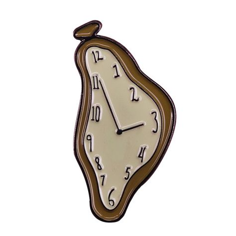 Melted clock lapel pin Salvador Dali badge surreal art brooch time jewelry cute shirts jackets accessories Melted Clock, Dali Clock, Clock Drawings, Watch Drawing, Melting Clock, Time Jewelry, Collage Book, Clock Tattoo, Jewelry Cute