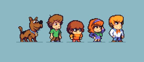 Gominho on Twitter: "My #team for @Pixel_Dailies #pixel_dailies #ScoobyDoo #pixelart #ドット絵 #aseprite #vacaroxa… " Pixel Art Sprites Character Design, Pixelart Character, Pixel Portrait, Pixel Character, Indie Game Art, Piskel Art, Pixel Characters, Easy Pixel Art, 8bit Art