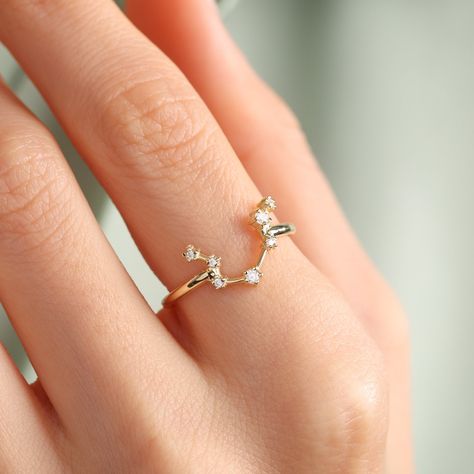 Zodiac Constellation Ring, Dainty Zodiac Ring, Personalized Astrology Sign Jewelry, Birthday Gift, Astrology Ring, Christmas Gift, Gift Her Astrology Ring, Constellation Ring, Astrological Symbols, Zodiac Rings, Bespoke Rings, Quick Gifts, Zodiac Constellations, Exclusive Jewelry, Personalized Rings