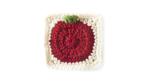 Easy Crochet Apple Square Apple Granny Square, Apple Square, Granny Square Patterns, Crochet Apple, Crochet Granny Squares, Fall Crochet Patterns, Half Double Crochet Stitch, Fall Vest, Front Post Double Crochet