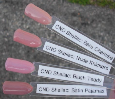 Pink Shellac, Shellac Nail Colors, Cnd Nails, Pale Peach, Dusty Rose Pink, Bubble Gum Pink, Gel Nail Colors, Cnd Shellac, Shellac Nails