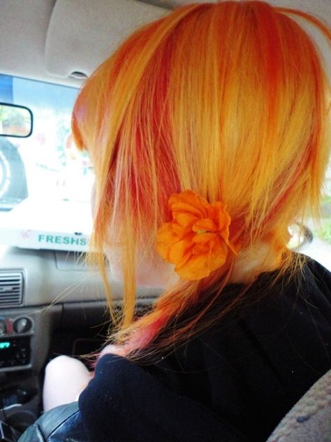 Orange hair. Cheveux Oranges, Fire Hair, Funky Hairstyles, Bright Hair, Alternative Hair, Awesome Hair, Yellow Hair, Scene Hair, Dye My Hair