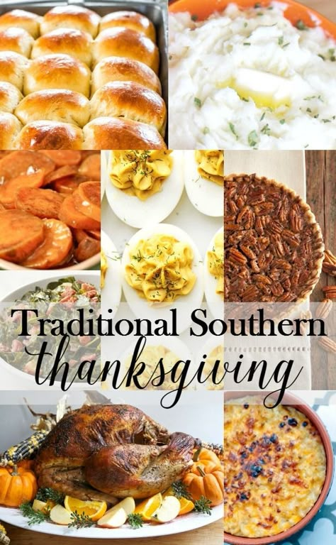 The Real Southern Thanksgiving Recipes - Thanksgiving Soul Food, Thanksgiving Dinner Recipes Traditional, Thanksgiving Menu List, Easy Thanksgiving Menu, Thanksgiving Dinner For Two, Southern Thanksgiving Recipes, Southern Thanksgiving Menu, Southern Thanksgiving, Thanksgiving Meals